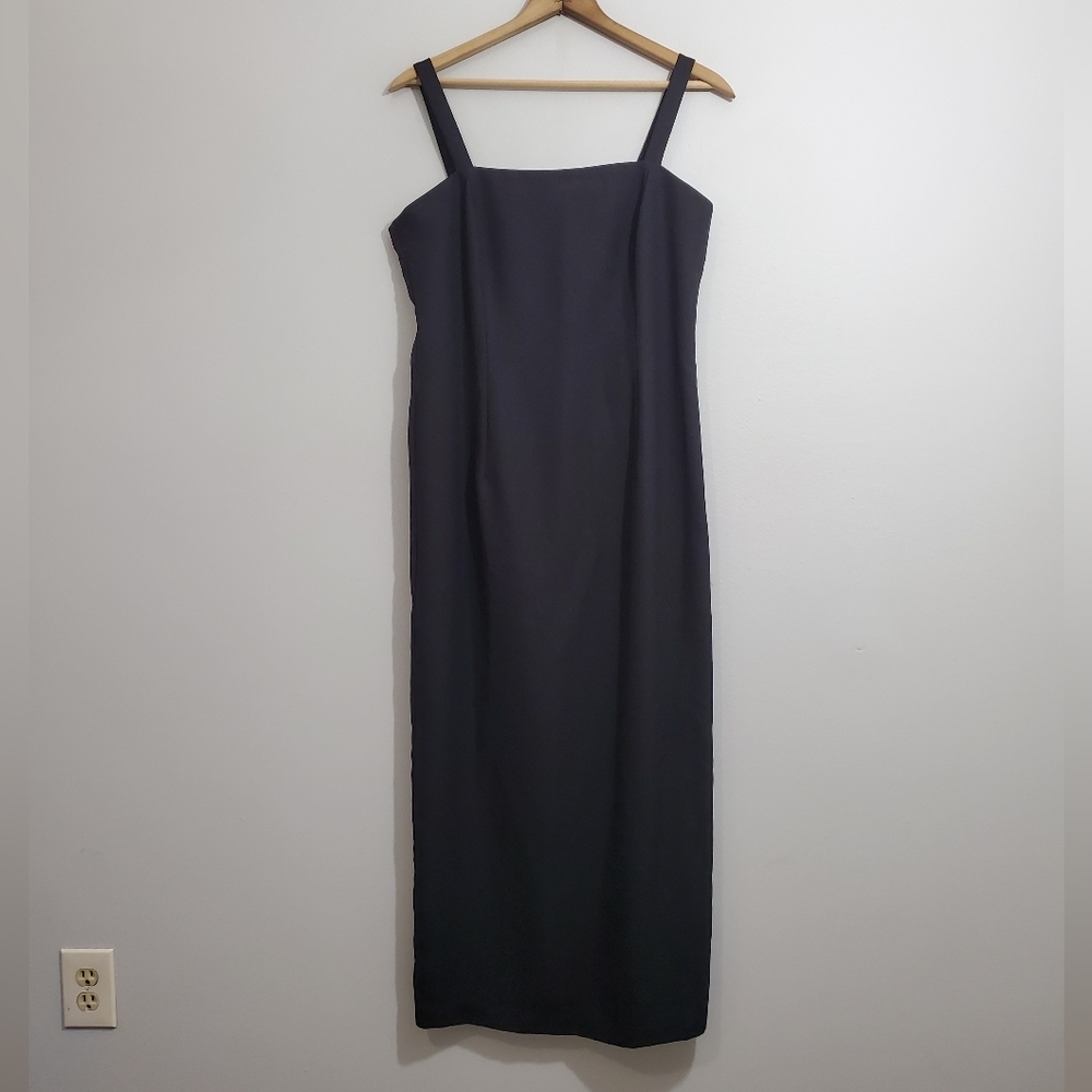 Vintage Lord & Taylor Solid Black Sheath Evening Dress